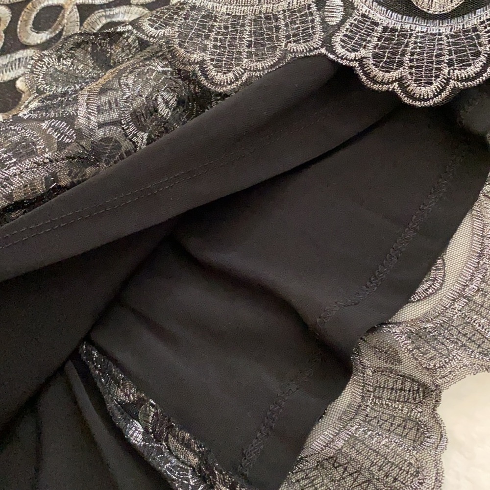 {NWT} Lauren Ralph Lauren | Metallic Embroidered Sheath Dress Black Pewter 12 - Picture 9 of 16